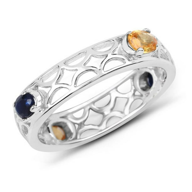 Size 6.00 Bonyak Jewelry Genuine Round Ruby and Blue Sapphire Ring in Sterling Silver Size 6.00 Bonyak Jewelry Genuine Round Ruby and Blue Sapphire Ring in Sterling Silver